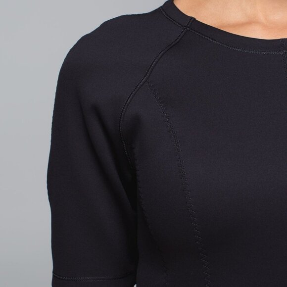 Lululemon Power Date Dress black neoprene scuba dress pockets size 10 - Picture 3 of 8